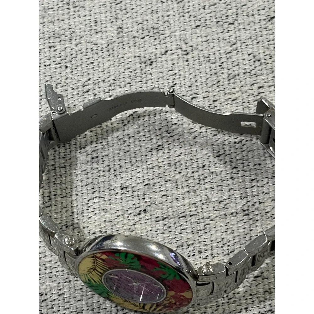Bertha Elizabeth Floral Tropical Swiss Watch SILVER‎ /PURPLE New Battery